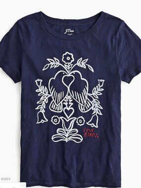 NEW NWT J. Crew "Love birds" T-shirt Color: Navy